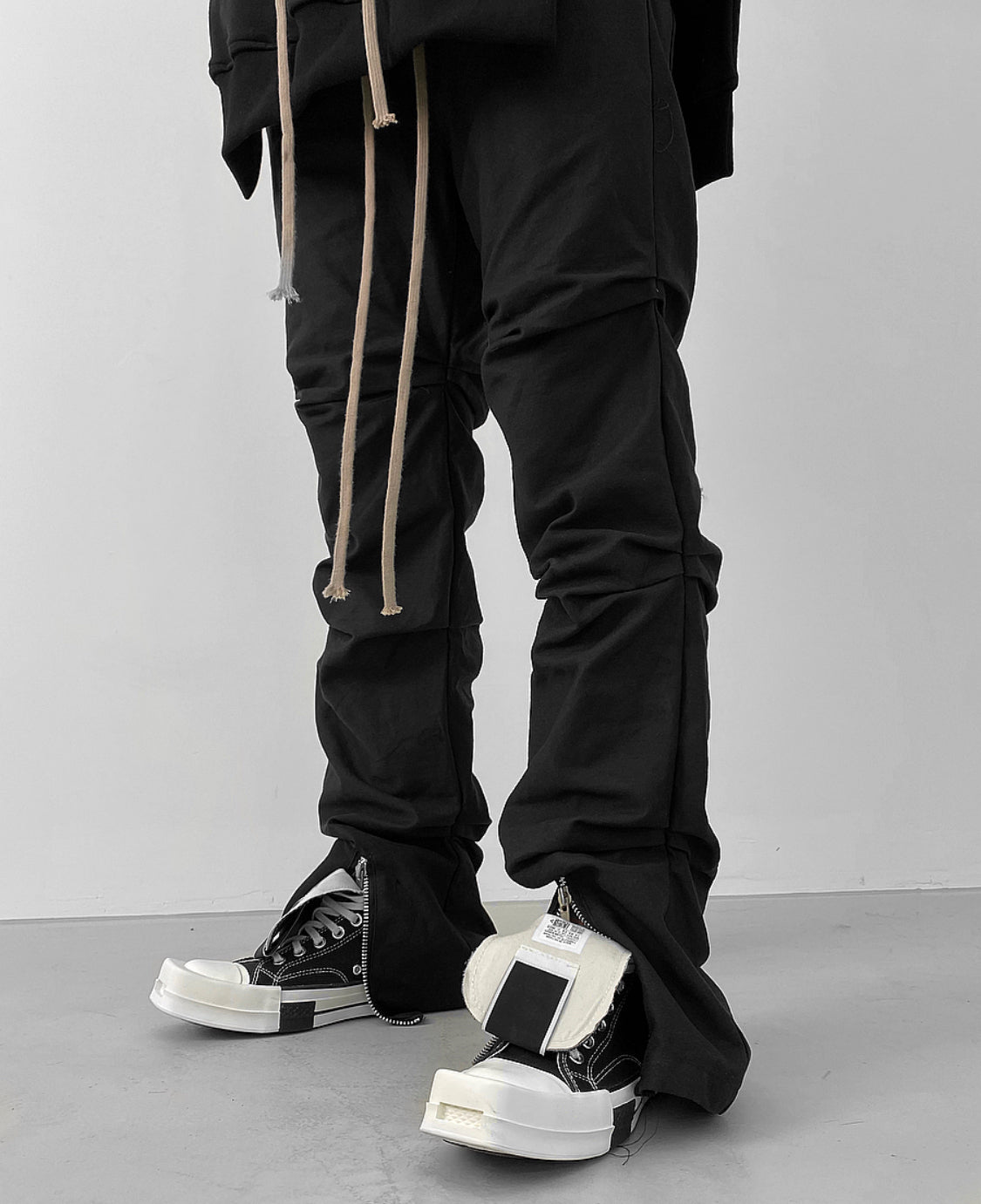 SNAKELAB PLEATED ZIPPER CASUAL PANTS-