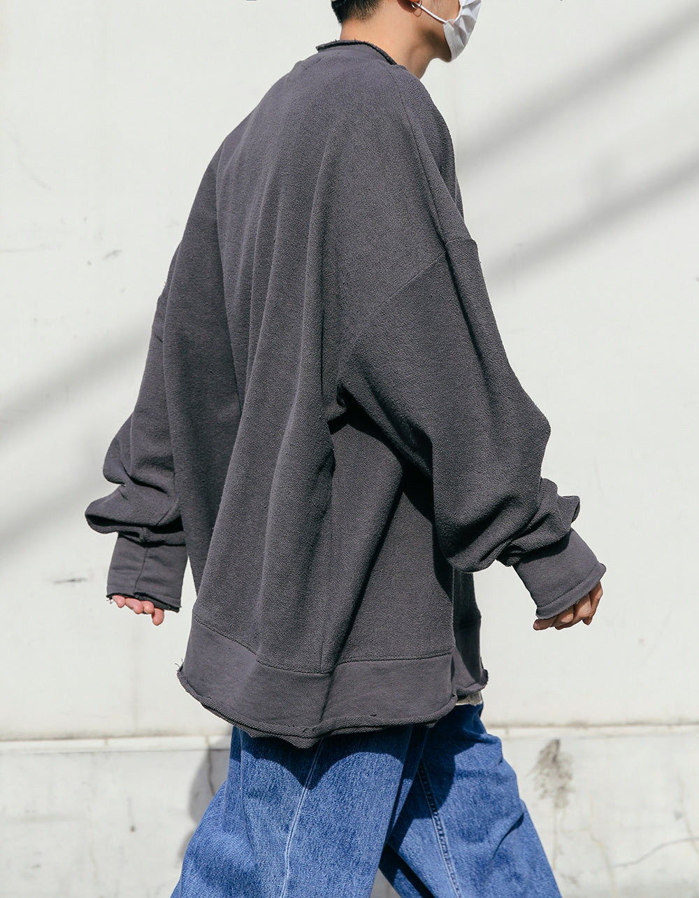 OVERSIZE REVERSE SWEATSHIRTS (BLACK/CHARCOAL)