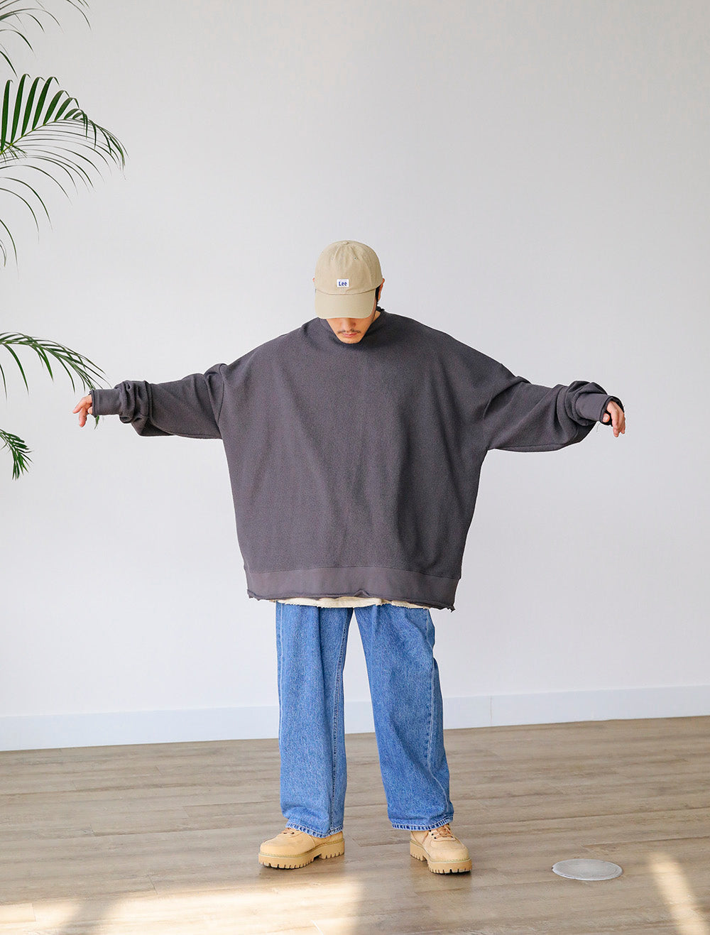 OVERSIZE REVERSE SWEATSHIRTS (BLACK/CHARCOAL)