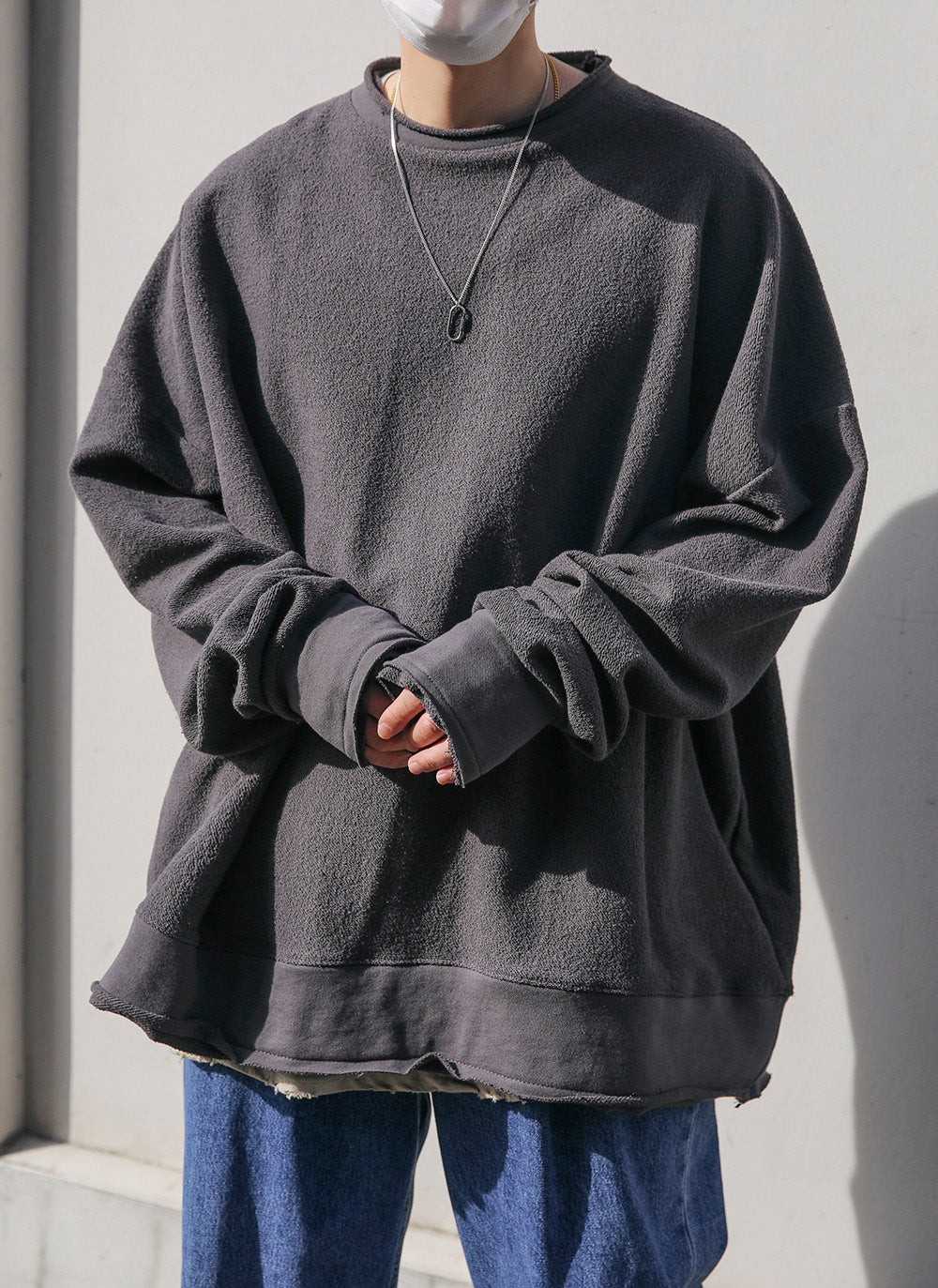 OVERSIZE REVERSE SWEATSHIRTS (BLACK/CHARCOAL)