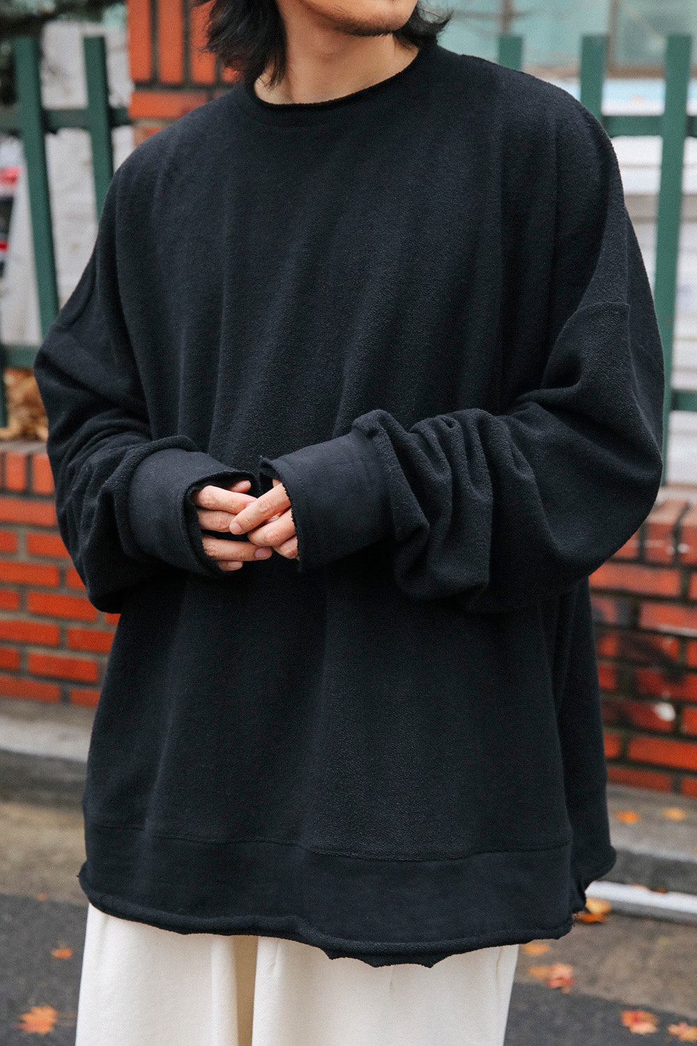 OVERSIZE REVERSE SWEATSHIRTS (BLACK/CHARCOAL)