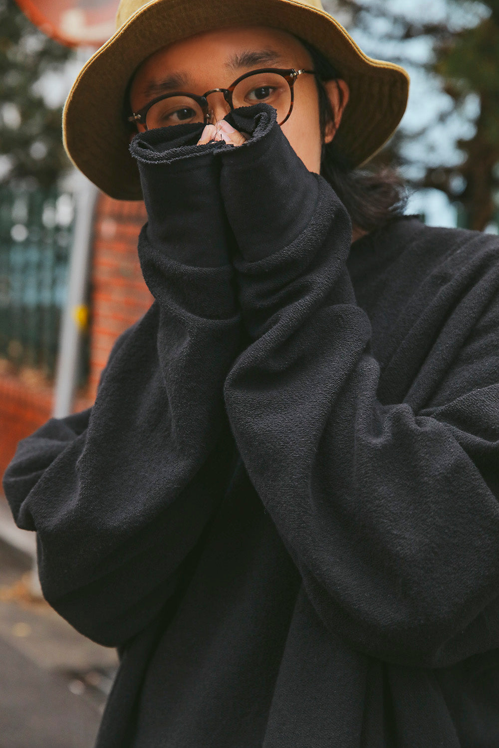 OVERSIZE REVERSE SWEATSHIRTS (BLACK/CHARCOAL)