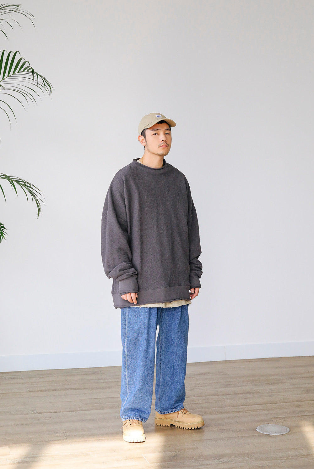 OVERSIZE REVERSE SWEATSHIRTS (BLACK/CHARCOAL)