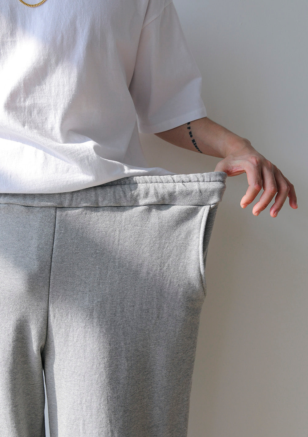 WIDE COTTON PANTS (BLACK/GREY)