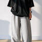 WIDE COTTON PANTS (BLACK/GREY)