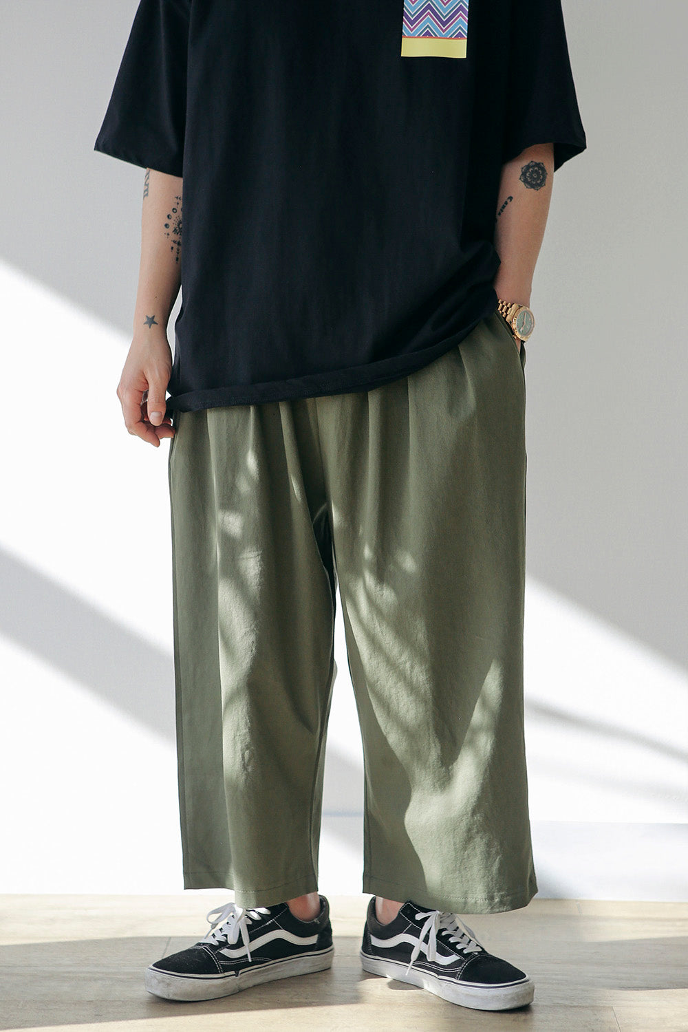 WIDE FIT PANTS (KHAKI COLOR)