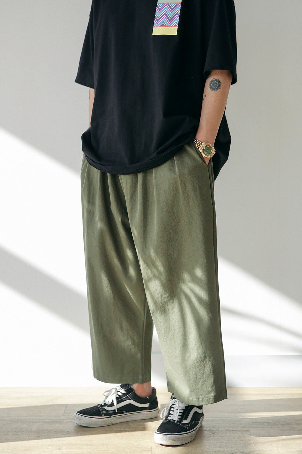 WIDE FIT PANTS (KHAKI COLOR)