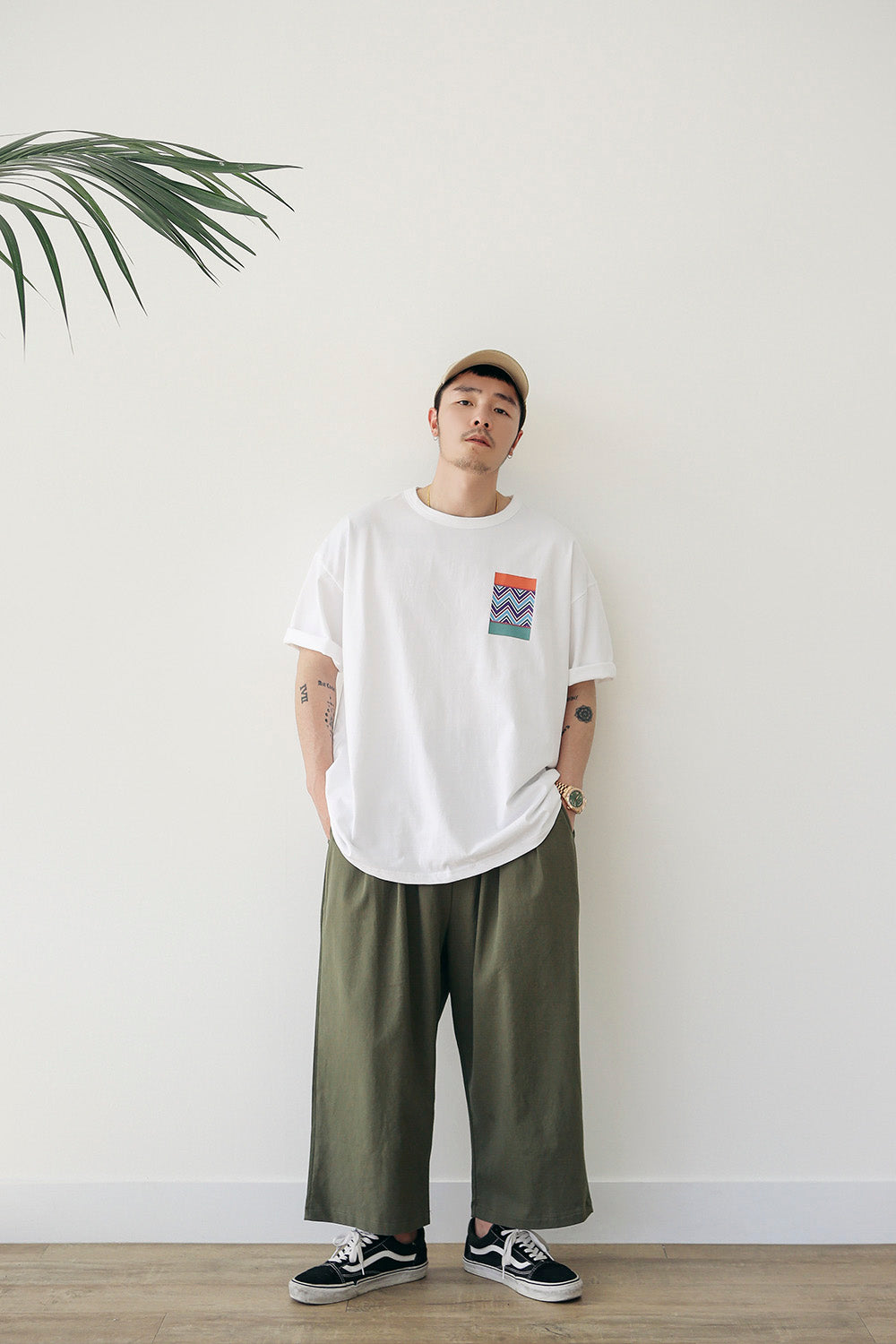 WIDE FIT PANTS (KHAKI COLOR)