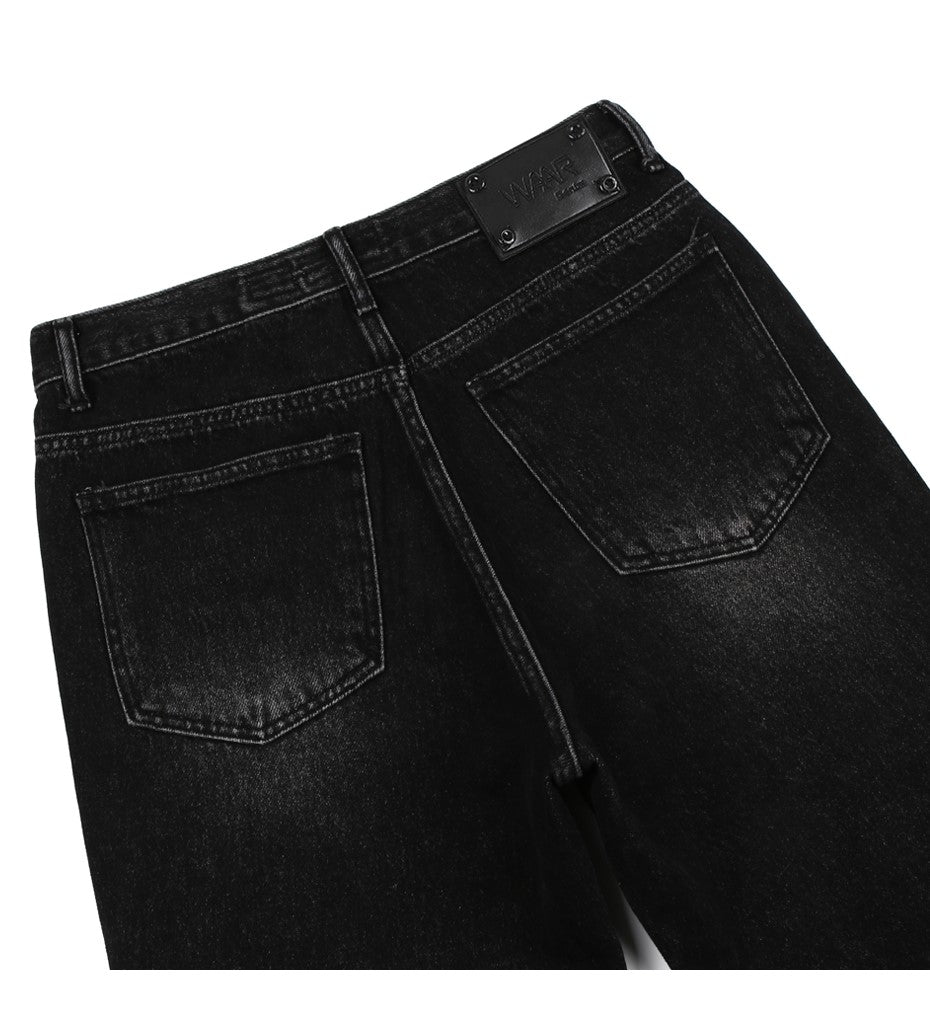 REGULAR CROP DENIM JEANS (BLACK)