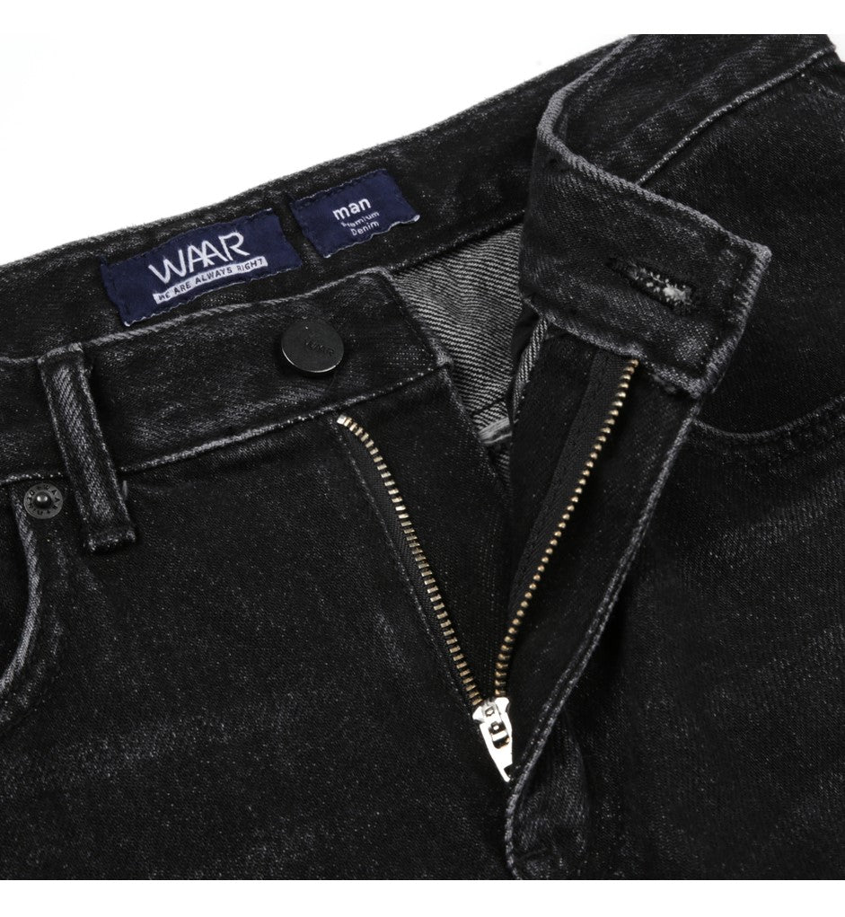 REGULAR CROP DENIM JEANS (BLACK)