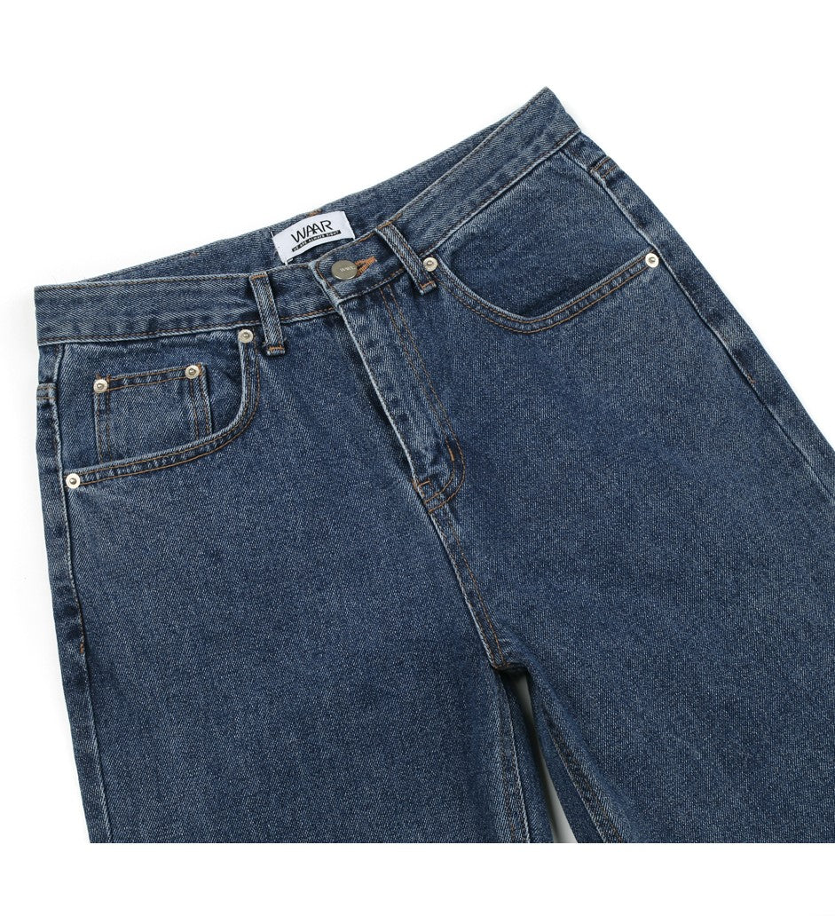 WIDE DENIM JEANS (DARK BLUE)