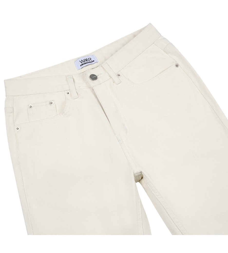 STRAIGHT CROP DENIM JEANS (IVORY)