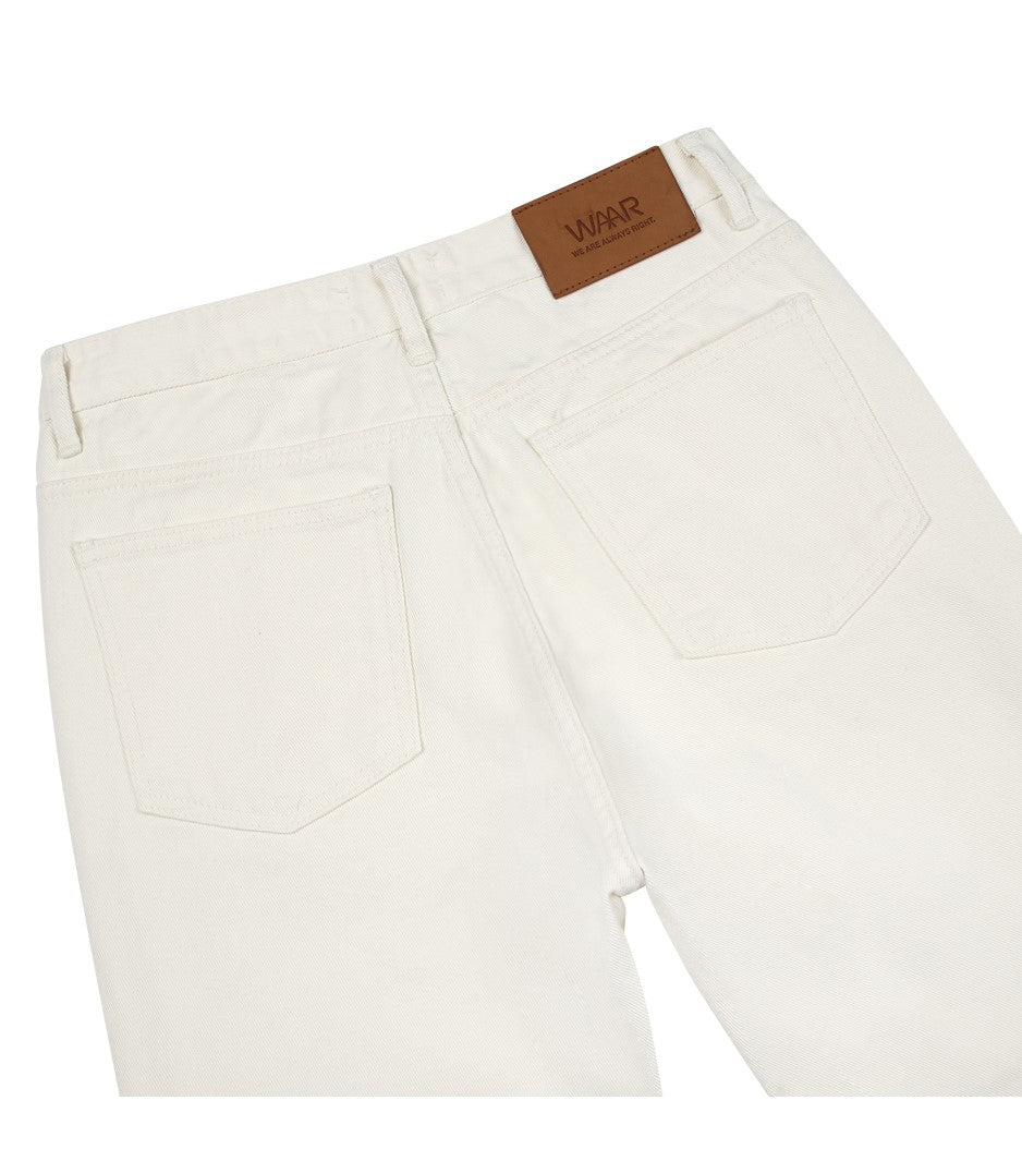 STRAIGHT CROP DENIM JEANS (IVORY)