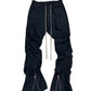 PLEATED ZIPPED PANTS (BLACK)